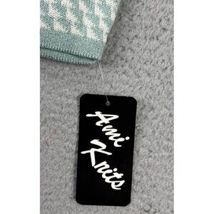 Ami Knit 2 Piece Sweater Skirt Women 16 Light Green Geometric Button Up Mini NEW